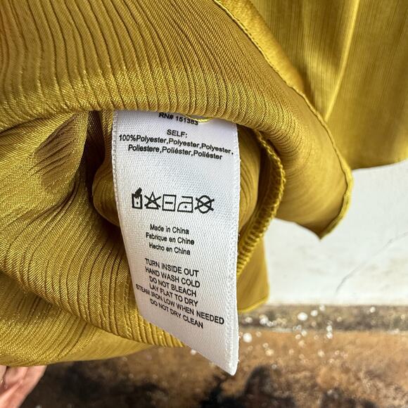 Satin Midi Skirt Ruched Chartreuse Asymmetric Hem Current Air Anthropologie NWT - Picture 3 of 6